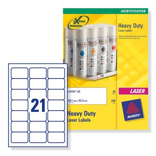 Avery+Heavy+Duty+Labels+Laser+21+per+Sheet+63.5x38.1mm+White+420+Labels
