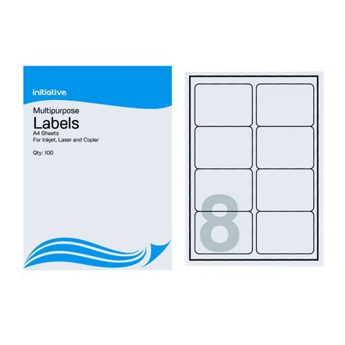 Initiative+Multipurpose+Labels+99.1+x+67.7mm+8+Labels+Per+Sheet+Pack+100