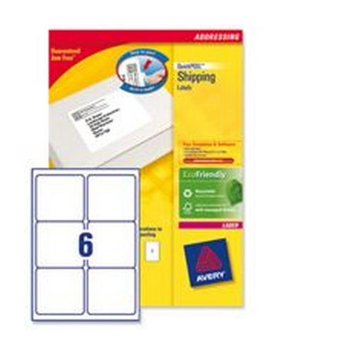 Avery+Laser+Labels+99.1x93.1mm+6+Per+Sheet+White+600+Labels+FSC+Pack+100