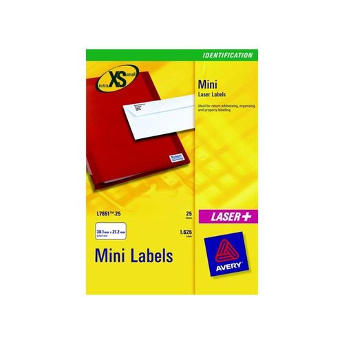 Avery+Mini+Laser+Labels+38.1x21.2mm+65+Per+Sheet+White+1625+Labels+FSC