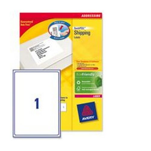 Avery+Laser+Labels+199.6x289.1mm+1+Per+Sheet+White+250+Labels+FSC+Pack+250