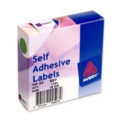 Avery+Coloured+Labels+In+Dispensers+Green+1120+Labels+Size+19mm+Diameter