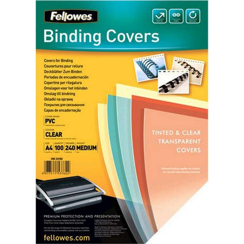 Fellowes+Transparent+Plastic+Covers+240micron+Box+100
