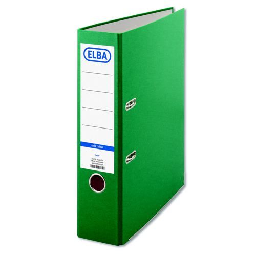 Elba+Paper+On+Board+70mm+Lever+Arch+File+A4+Green
