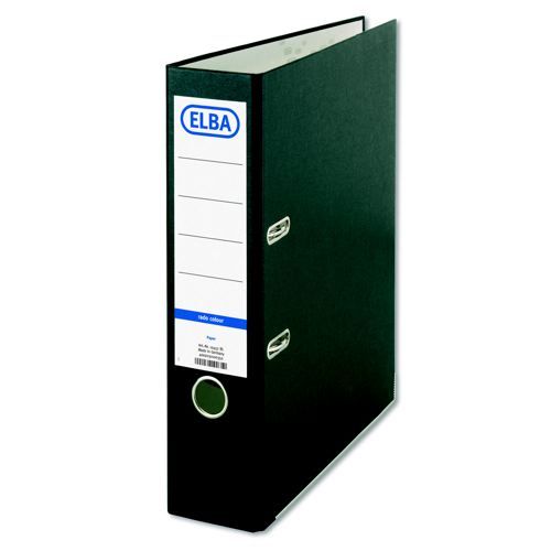 Elba+Paper+On+Board+70mm+Lever+Arch+File+A4+Black