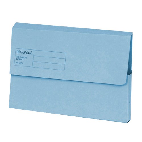 Guildhall+Document+Wallet+A4+285gsm+Blue+Pack+50