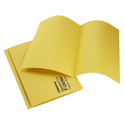Initiative+Square+Cut+Folders+Mediumweight+250gsm+Foolscap+Yellow
