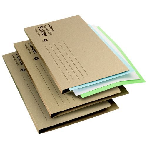 Initiative+Economy+Kraft+Square+Cut+Folders+170gsm+Foolscap+Buff+100%25+recycled
