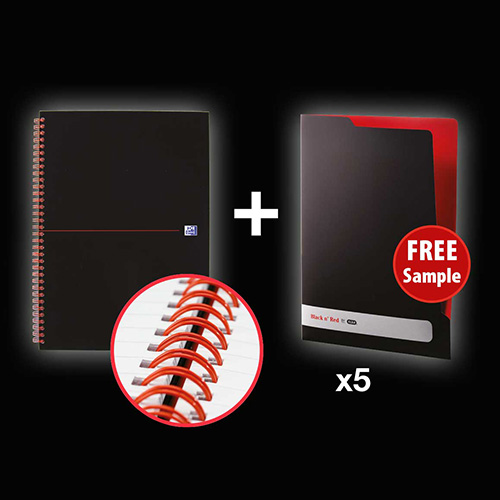 Black+N+Red+Wirebound+Notebook+A4+Feint+Ruled
