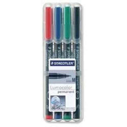 Staedtler+Lumocolor+Over+Head+Projector+Pens+Medium+Permanent+Wallet+of+4