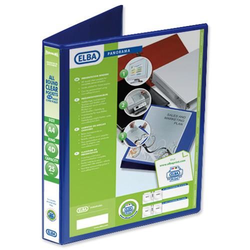 Elba+Presentation+Binder+A4+PVC+25mm+4D+Rings+Blue