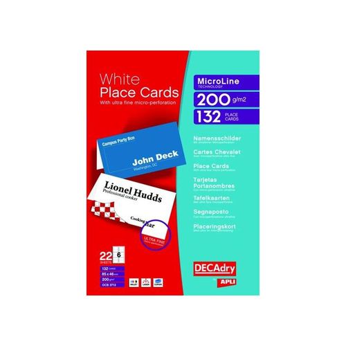 Decadry+Place+Cards+for+Folding+200gsm+6+per+A4+Sheet+85x46mm+Pack+132