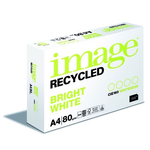 Image+Recycled+Bright+White+100%25+Recycled+A4+210x297mm+80Gm2+Pack+500