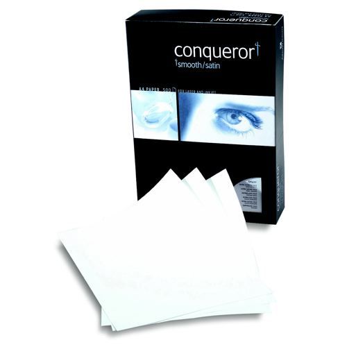 Conqueror+Paper+Smooth%2FSatin+Wove+Brilliant+White+FSC4+A4+100Gm2+Watermarked+Pack+500