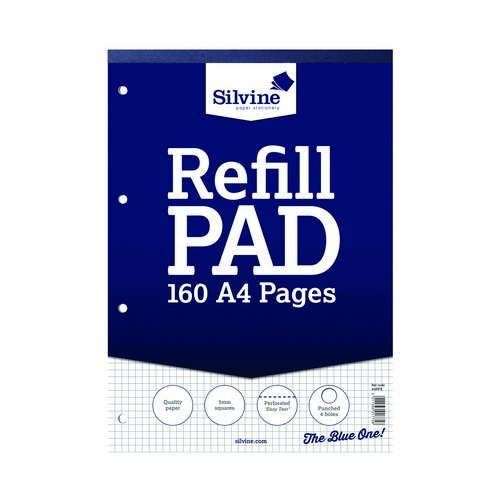 Silvine+Refill+Pad+5mm+Square+A4+75gsm+160+Pages