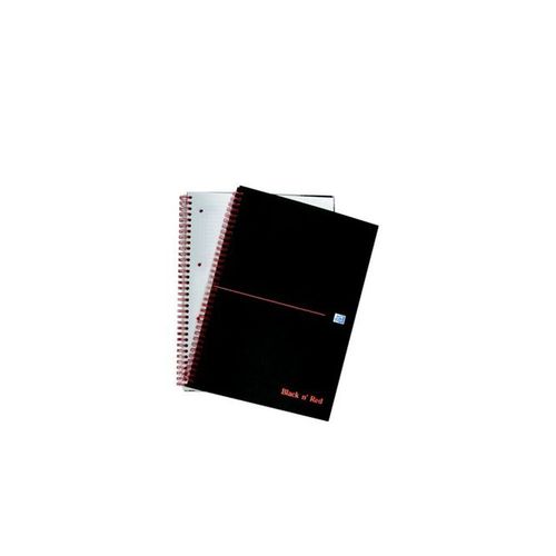 Black+N+Red+Matt+Black+Wirebound+Hardback+Notebook+Smart+Ruled+Perforated+140P+A4%2B