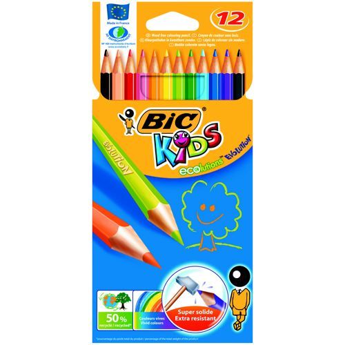 Bic+Kids+Evolution+Colour+Pencils+Assorted+Wallet+of+12