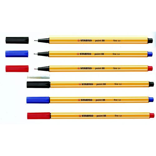 Stabilo+Point+88+Fineliner+Pen+Waterbased+0.8mm+Tip+0.4mm+Line+Black