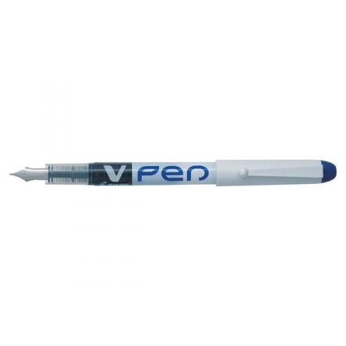 Pilot+V4W+Fountain+Pen+with+Disposable+Stainless+Steel+Nib+White+Barrel+With+Blue+Ink