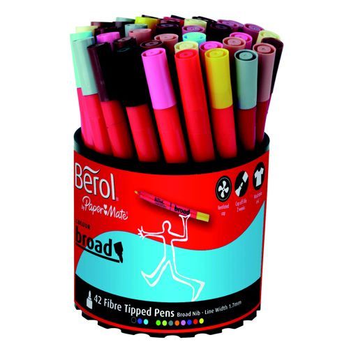 Berol+Colour+Broad+Pen+1.7mm+Assorted+Tub+Pack+42