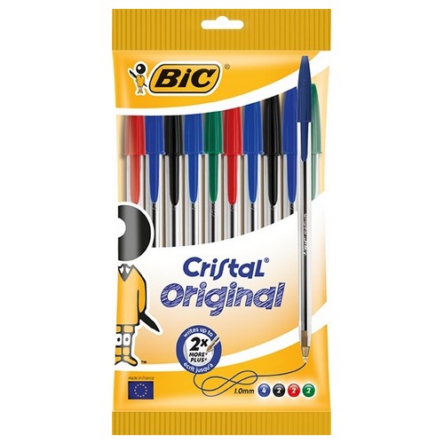 Bic+Cristal+Ball+Point+Pen+Medium+Assorted+Pack+10