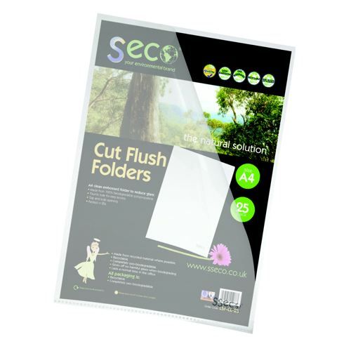 SECO+ECO+Biodegradable+Cut+Flush+Folder+A4+Clear+Pack+25