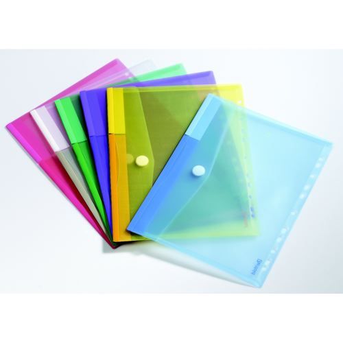 Tarifold+Plastic+Pocket+Envelope+A4+Pack+12+Assorted+%26+Punched