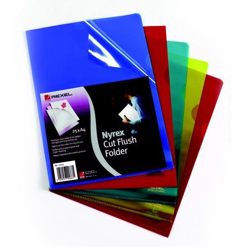 Rexel+Nyrex+PFC%2FA4+Cut+Flush+Open+2+Side+Copy+Safe+Plastic+Folders+A4+Clear+Pack+25