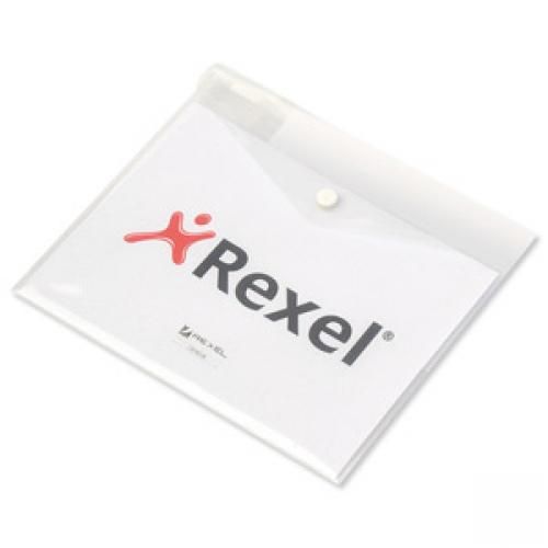 Rexel+Ice+A5+Popper+Wallet+Translucent+Clear+Pack+5