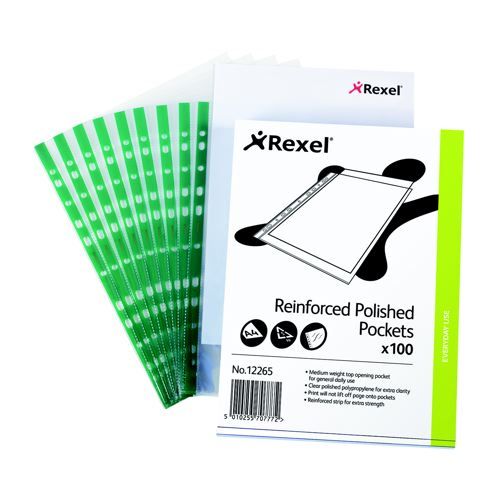 Rexel+Nyrex+Clear+Reinforced+Pockets+Green+Spine+A4
