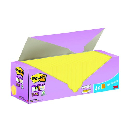 Postit+Super+Sticky+Notes+Canary+Yellow+Cabinet+76x76mm+%28Pack+of+24%29