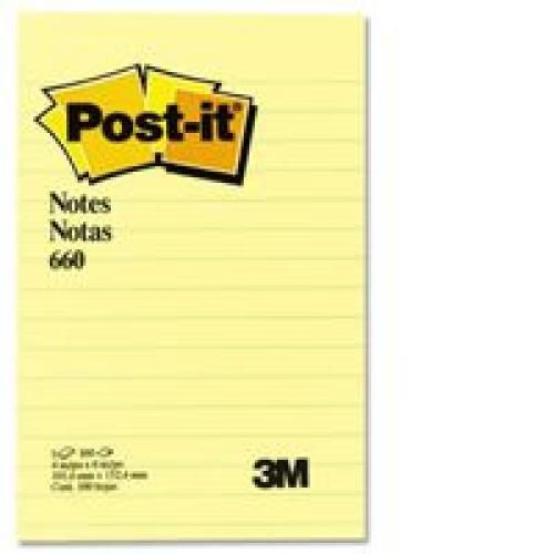 3M+PostIt+Notes+6x4+Pad+Feint+Lined+Ruled+Yellow