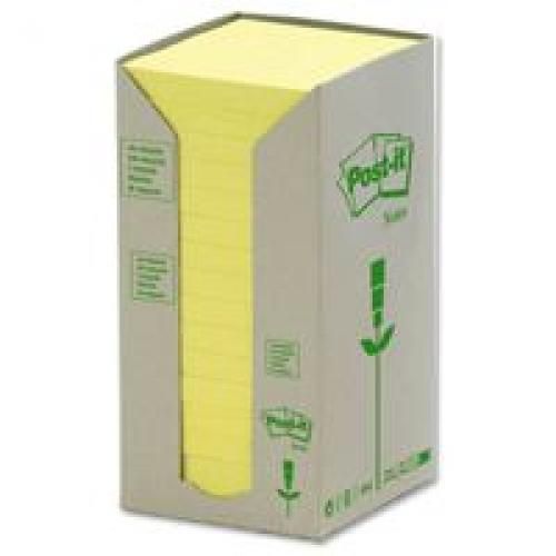 3M+PostIt+Note+Recycled+3x3+Yellow+Pack+16