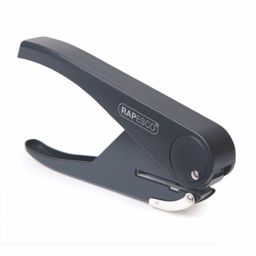 Rapesco+Sole+Single+Hole+Punch+Black+Metal+Paper+Chamber+And+Metal+Parts+Ergonomic+Handle+Grip