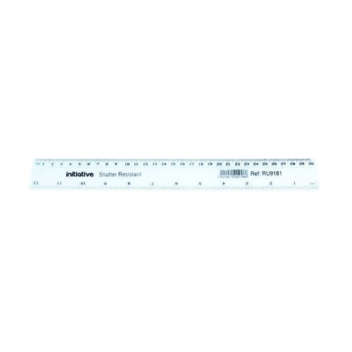Initiative+Shatter+Resistant+Plastic+Ruler+30cm+%2812+Inch%29+Clear