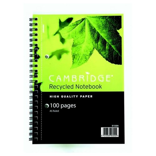 Cambridge+Recycled+Wirebound+Card+Cover+Notebook+100+Pages+A5