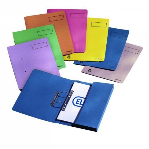 Elba+Stratford+Transfer+Spring+File+With+Pocket+Recycled+315gsm+32mm+Foolscap+Blue