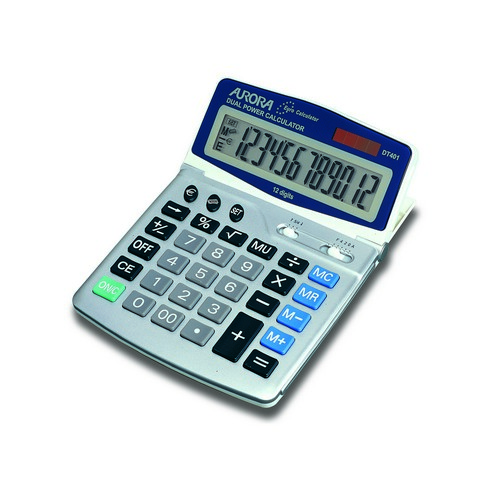 Aurora+Silver%2FGrey+12Digit+Desk+Calculator+%28Solar+powered+with+battery+back+up%29