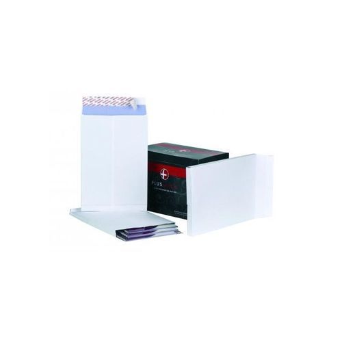 Plus+Fabric+Gusset+Envelope+381x254x25mm+Peel+and+Seal+120gsm+White+%28Pack+of+100%29+H28866