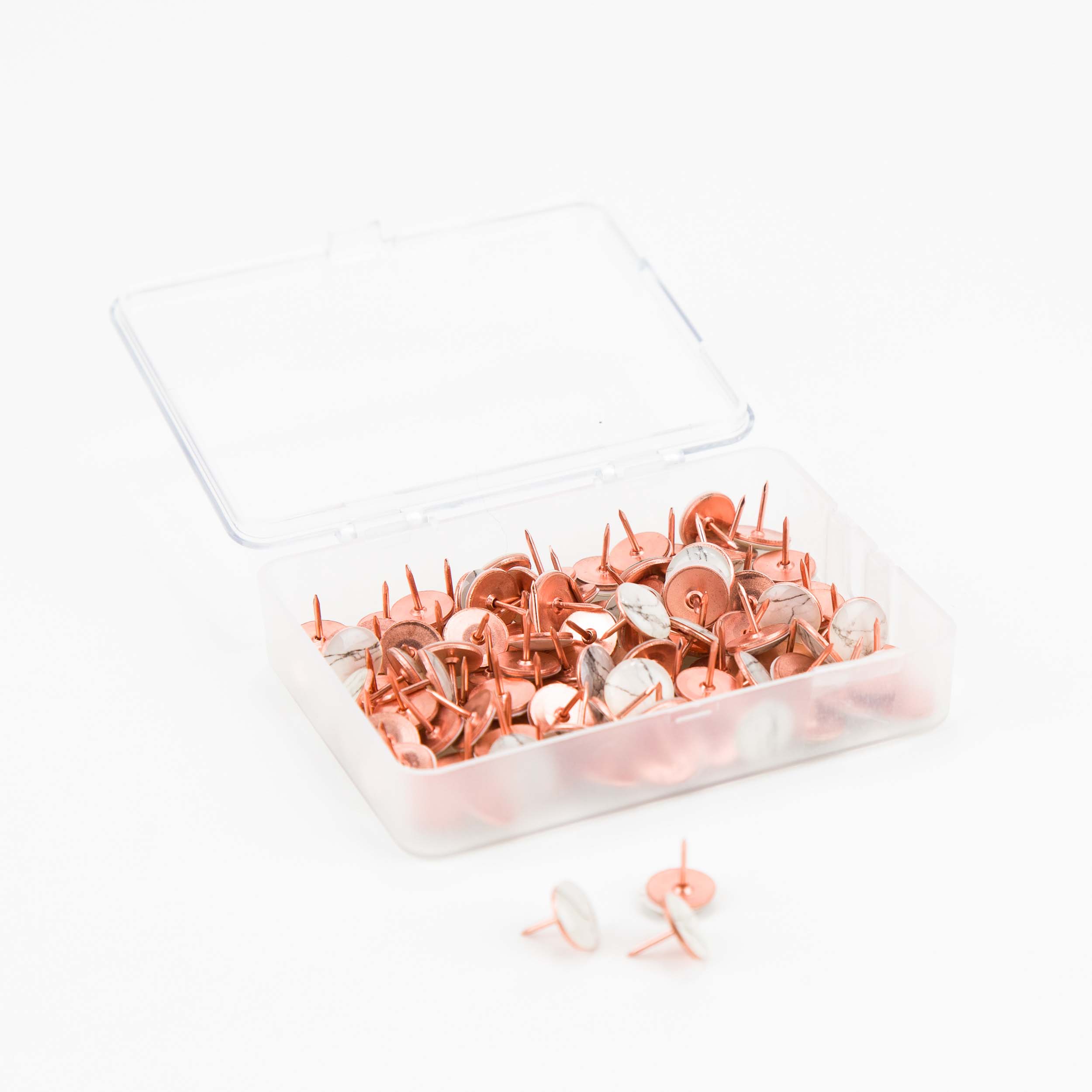 Metal+Thumbtacks%2C+Marble+Head+with+Rose+Gold+Prong%2C+100+Count