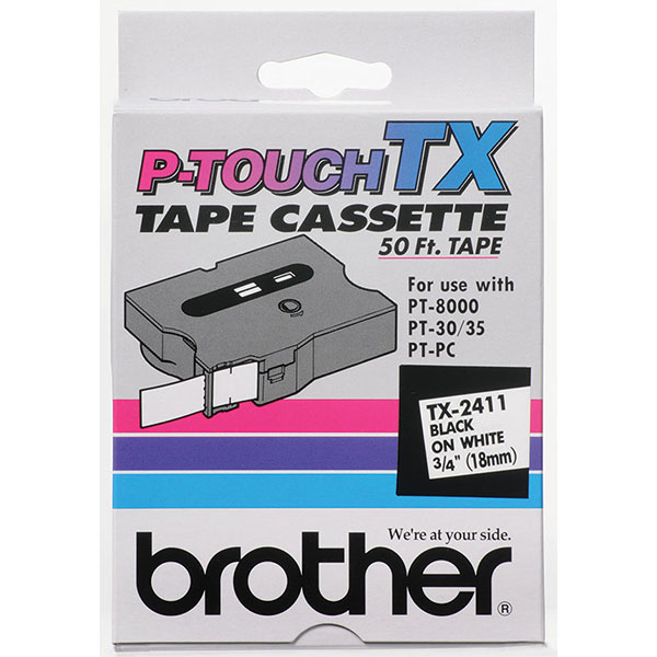 Brother+18mm+%283%2F4%26quot%3B%29+Black+on+White+Laminated+Tape+%2815m%2F50%26apos%3B%29+%281%2FPkg%29+For+use+in+TX+P-Touch%3A+PC%2F30%2F35%2F8000