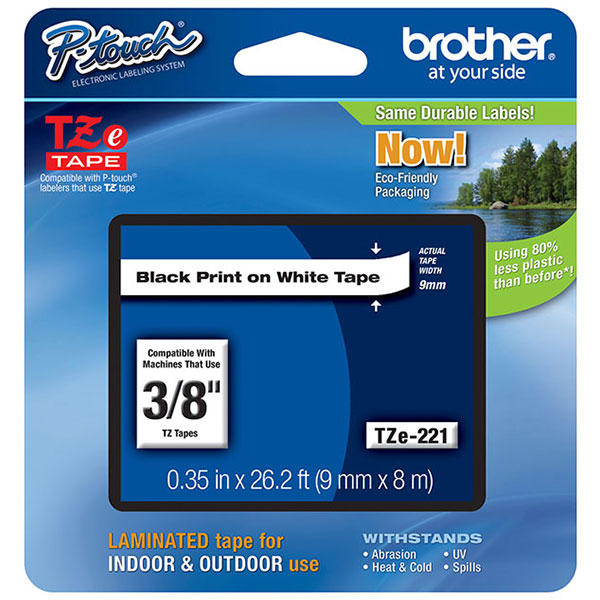 Brother+9mm+%283%2F8%26quot%3B%29+Black+on+White+Laminated+Tape+%288m%2F26.2%26apos%3B%29+%281%2FPkg%29+For+use+in+TZ+P-Touch%3A+All+TZ+Machines