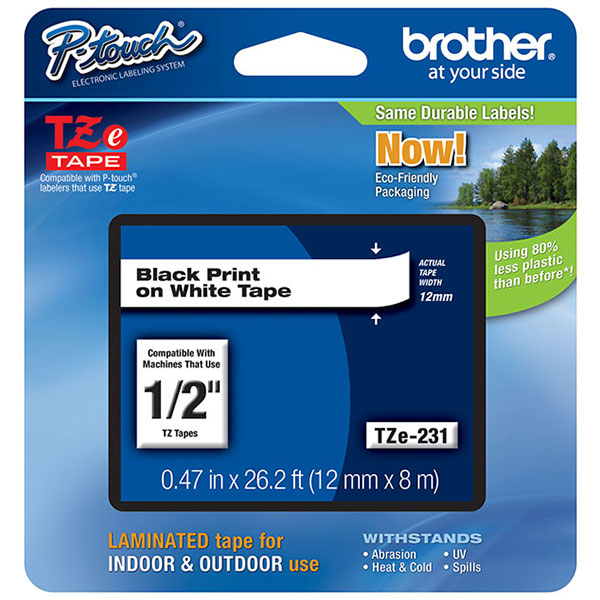 Brother+12mm+%281%2F2%26quot%3B%29+Black+on+White+Laminated+Tape+%288m%2F26.2%26apos%3B%29+%281%2FPkg%29+For+use+in+TZ+P-Touch%3A+All+TZ+Machines