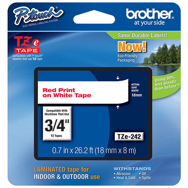 Brother+18mm+%283%2F4%26quot%3B%29+Red+on+White+Laminated+Tape+%288m%2F26.2%26apos%3B%29+%281%2FPkg%29+For+use+in+TZ+P-Touch%3A+All+TZ+Machines+Except+PT-20011001130130011601170S1180120020302730ST-1150