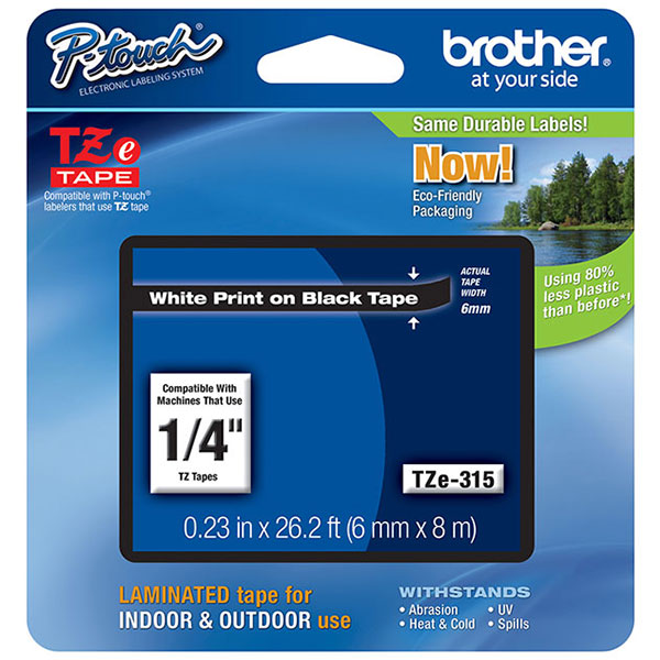 Brother+6mm+%281%2F4%26quot%3B%29+White+on+Black+Laminated+Tape+%288m%2F26.2%26apos%3B%29+%281%2FPkg%29+For+use+in+TZ+P-Touch%3A+All+TZ+Machines