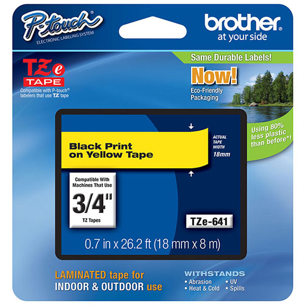 Brother+18mm+%283%2F4%26quot%3B%29+Black+on+Yellow+Laminated+Tape+%288m%2F26.2%26apos%3B%29+%281%2FPkg%29+For+use+in+TZ+P-Touch%3A+All+TZ+Machines+Except+PT-20011001130130011601170S1180120020302730ST-1150