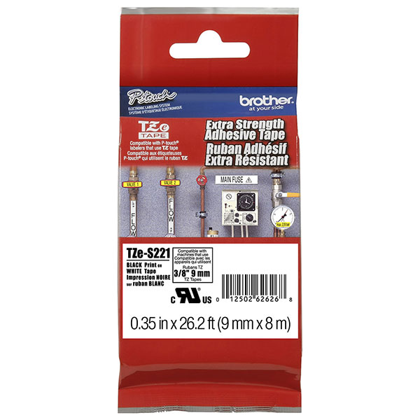 Brother+6mm+%281%2F4%26quot%3B%29+Black+on+White+Extra+Strength+Super+Adhesive+Industrial+Tape+%288m%2F26.2%26apos%3B%29+%281%2FPkg%29+For+use+in+TZ+P-Touch%3A+All+TZ+Machines