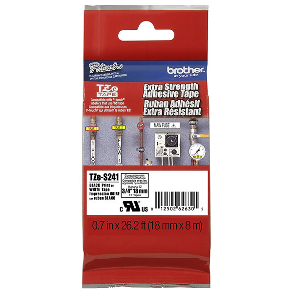 Brother+18mm+%283%2F4%26quot%3B%29+Black+on+White+Extra+Strength+Super+Adhesive+Industrial+Tape+%288m%2F26.2%26apos%3B%29+%281%2FPkg%29+For+All+TZ+Machines+Except+PT-20011001130130011601170S1180120020302730ST-1150