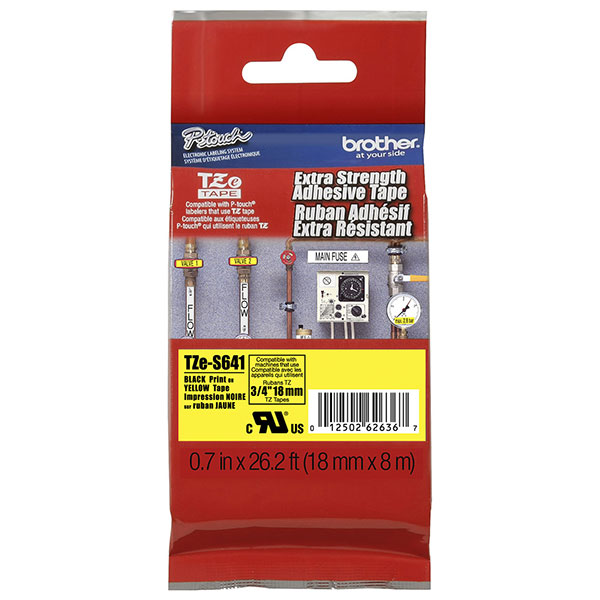 Brother+18mm+%283%2F4%26quot%3B%29+Black+on+Yellow+Extra+Strength+Super+Adhesive+Industrial+Tape+%288m%2F26.2%26apos%3B%29+%281%2FPkg%29+For+use+in+P-Touch%3A+All+TZ+Machines+Except+PT-20011001130130011601170S11801200ST-11