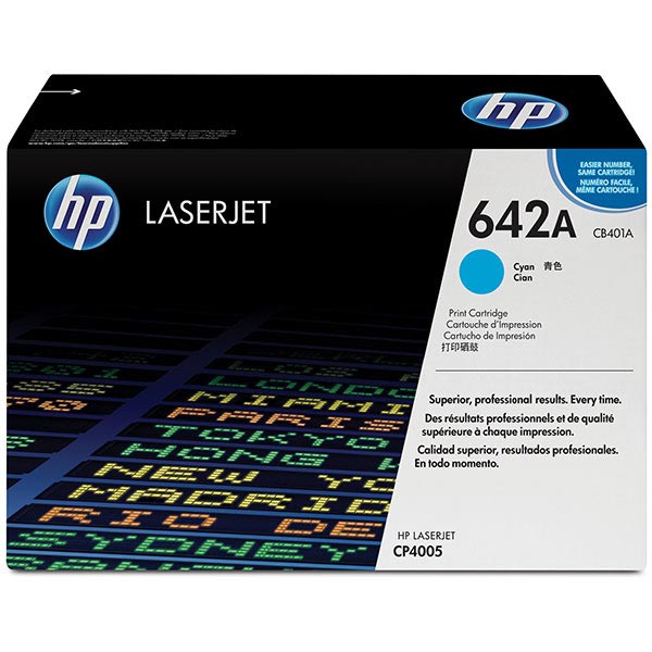 HP+642A+%28CB401A%29+Color+LaserJet+CP4005+Cyan+Original+LaserJet+Toner+Cartridge+%287500+Yield%29